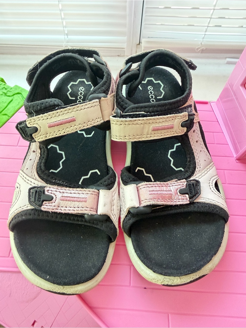 Ecco Kids Pink and Cream Adjustable Sport Sandals